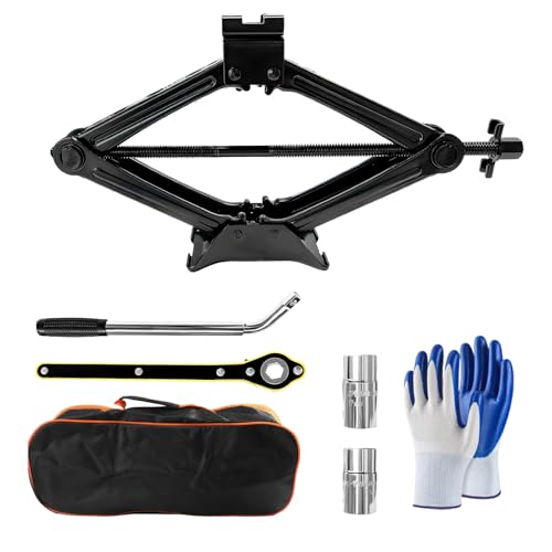 PKOLSFE Car Jack Kit, 2 Ton (4409 lbs) Auto Emergency Set Portable Scissor Lift Jacks with Lug Wrench, Heavy Duty Tire Changing Tool Universal Scissor Jack for Car Truck SUV MPV