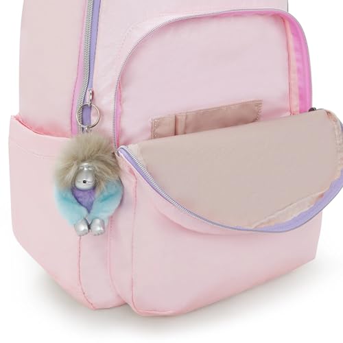 Image of Kipling Seoul Large Metallic 15 inch Laptop Backpack Sea Pink Met C
