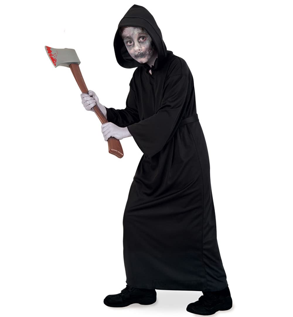 Party-Chic Black Reaper 1-Piece with Hood and Belt Size 140