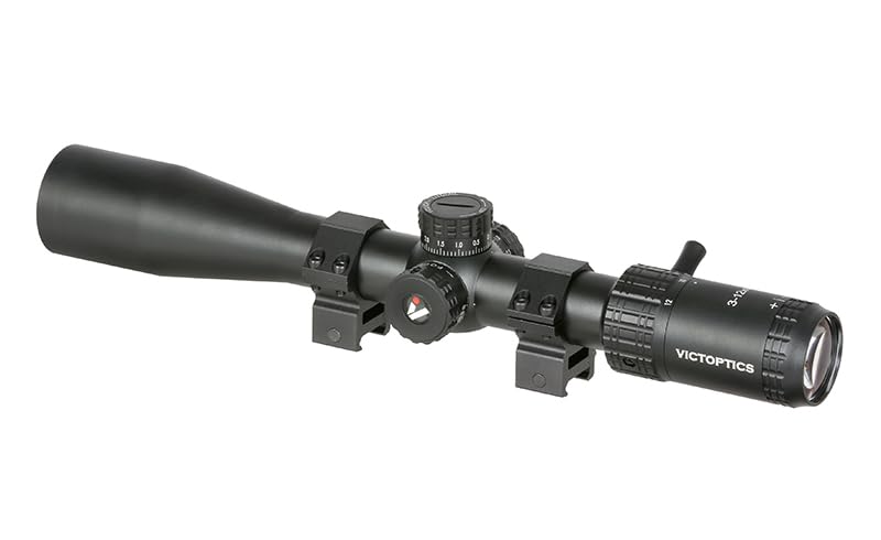 Vict Optics Visor S4 3-12x40 SFP, Retícula MDL, Ajuste 1/10 MIL, Aluminio 6061-T6, Negro. Uso Exclusivo para Airsoft. Anillas para Rail Picatinny de 20 mm