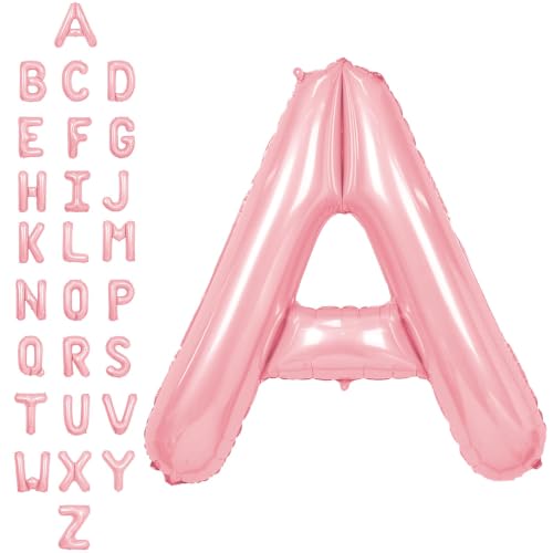 SUWEN 40 Inch Pink Large A Letter Balloons Big Foil Helium A-Z