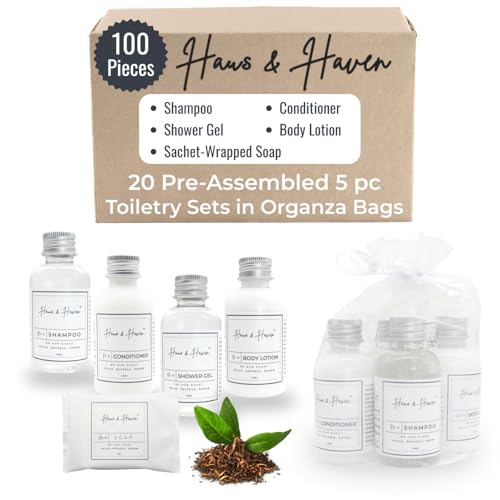 Haus & Haven Hotel Toiletry Sets - 20 Pre-Assembled 5-Piece
