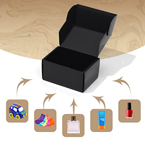 Image of ZBEIVAN 6x4x3 Black Small Shipping Boxes, 20 Packs Corrugated Cardboard Mailer Boxes for Packaging Small Business Mailing Gifts Wrap Boxes with Lids