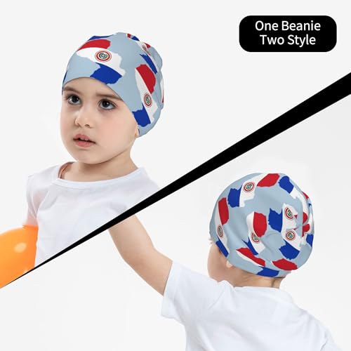 Paraguay Flag Map Children Hip Hop Knitted Hat Kids Elastic Leisure Knit Cap Warm Sleep Beanies Black4