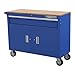 HFT YUKON Yukon 46 inches Mobile Workbench With Solid Wood Top, Blue