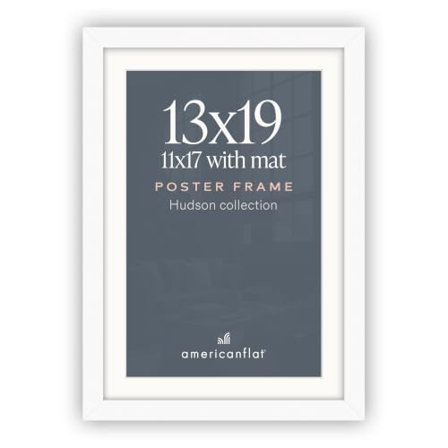 Americanflat 13x19 Poster Frame - Matted to 11x17 - White