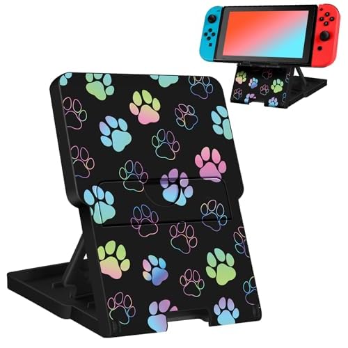 Switch Stand for Nintendo Switch/OLED – Cute Holder for Women Girls Boys Kids Teens Cartoon Design Cool Phone Stand Adjustable Portable Foldable Switch Accessories, Dog Paw