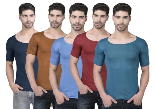 Image of Dollar Lehar Men Combed Cotton Round Neck with Sleeve Vest -Colour May Vary