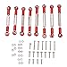 VGEBY Metal Steering Linkage, 8Pcs Metal Adjustable Steering Linkage Aluminum Alloy Servo Link Pull Rod for WPL C14 C24 B14 MN D90 D91(red) Servo Linkage