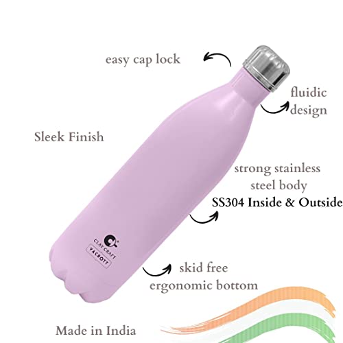 Image of CLAY CRAFT VACBOTT Stark Double Wall|18 Hours Hot and 24 Hours Cold Vacuum Insulated Flask Bottle|1 Pcs, 1000 ml, Water Bottles for Office|Gym|Travelling|BPA-Free|BIS Certified|1Year Limited Warranty