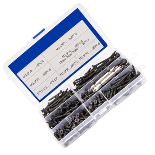 LIFKOME 282Piezas Kit de Tornillos de Alta Resistencia con Caja de Almacenamiento Transparente Tornillos de Fijación y Montaje Proyectos de Carpintería