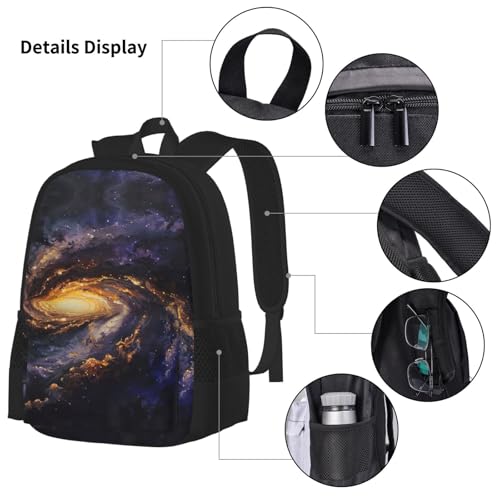 Galaxy Print 3 Piece Backpack Set, Laptop Daypack, Lightweight Bookbag Set With Lunch Bag Pencil Case4