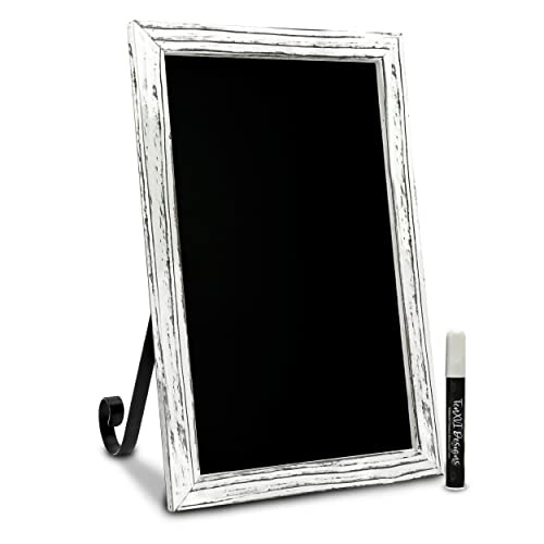 TenXVI Designs 11'x17' Magnetic Chalkboard Sign - Remove Legs to Vertically or Horizontally Hang or Stand - Perfect for Kitchen Countertop, Tabletops, Weddings, Home Decor - White