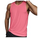 [veolaimy] タンクトップ メンズ 速乾 トレーニングウェア メッシュ生地 通気性 薄手 ノースリーブ Tシャツ ストレッチ カジュアル カットソー クルーネック 無地 シンプル トップス ゆったり 大きいサイズ 夏 スポーツ 筋トレ フィットネス(スイカレッド,S)