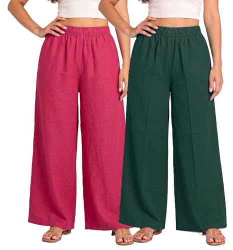 Image of Plaazo Women's Cotton Palazzo | Wide Leg Palazzo for Women | Soft Breathable High Waist Bottom Wear | Comfortable Casual, Office, Travel for Women