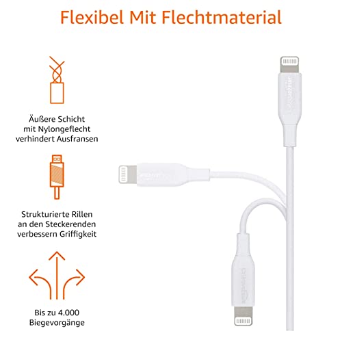 Amazon Basics USB-2.0 Typ-C auf Lightning-Kabel (MFi-zertifiziert), 1.8 m, Weiß – Ansicht 3
