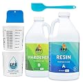 EPE EasyPour Epoxy Resin Kit: 1 Gallon: 1:1 Ratio - High Gloss Crystal Clear Resin & Hardener, 2 Mixing Cups, Silicone Spatula, Plastic Spreader for Wood Tabletops, Countertops, Casting, Art & Crafts