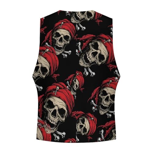 Jolly Roger Piratees Skull Men's Suit Vest Waistcoat Vests Formal Dress with 2 Pockets for Business Casual Tuxedo4
