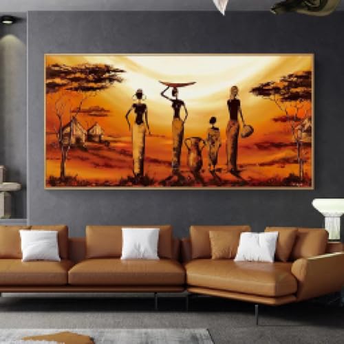 Peinture femme africaine sur toile pour un salon moderne et chaleureux