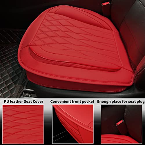 Rawakorw 2Pcs Car Seat Cover Front Bottom Seat Cover Faux Leather Car Seat Cushion Cover Compatible With 95% Vehicles Anti-Slip Bottom Seat Covers For Cars Wrapping Bottom(2Piece,Red) #TOP2