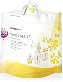 Medela Quick-Clean Mikrowellenbeutel, Sterilisator für Babyflaschen, Sauger und Stillzubehör in der Mikrowelle, bis zu 20 Mal verwendbar, 5er Pack