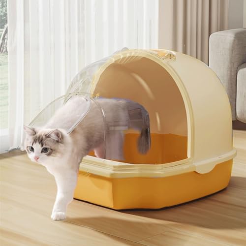 Arenero para gato cerrado con puerta, grande, color amarillo miniatura 7