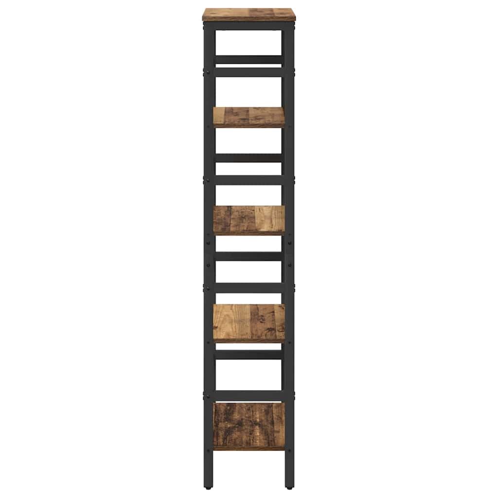 Regał na książki Old Wood, 40 x 29,5 x 149 cm, drewno wielowarstwowe | Wzornictwo przemysłowe, 4 półki, stalowa rama, regulowane nóżki, łatwa pielęgnacja