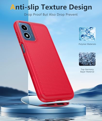 Image of FNTCASE for Motorola Moto G-Play-2024 Case: Dual Layer Protective Heavy Duty Cell Phone Cover Shockproof Rugged with Non Slip Textured Back - Military Protection Bumper Tough (Red)