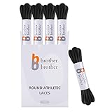 BB BROTHER BROTHER Round Athletic Shoe Laces Black (5 Pairs) Heavy Duty Replacement Shoelaces, 1/8'...