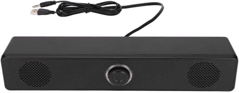 Double Horns Home Soundbar Speaker with Volume Control 3.5mm Input Wired Connection TV Entertainment System USB Powered