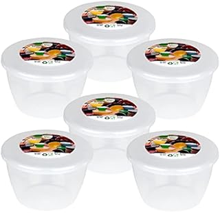 Just Pudding Basins Clear 1/2 Pint 280ml Basin Food Safe Plastic Bowls and Lids 6 Pack