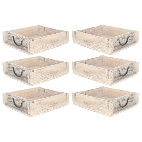 Novaliv 6x Holzkiste Vintage Weiß 30 x 25 x 8 cm Alte Ziegelform Holz Groß Allzweckkiste aus recyceltem Altholz Jede Form EIN Unikat ? Vintage Kiste Deko