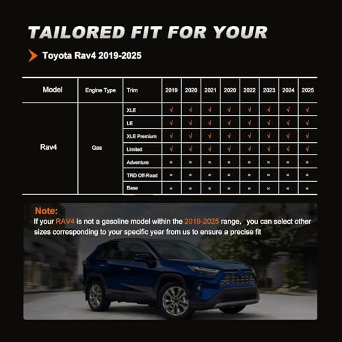 Image of AOMSAZTO Custom Fit Seat Covers for Toyota RAV4 2019 2020 2021 2022 2023 2024 2025 LE XLE XLE Premium Limited, Custom Fit Full Set Faux Leather Black