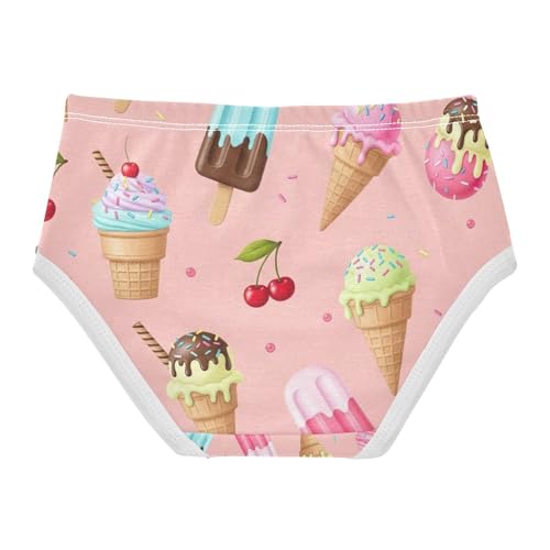 Cute Ice Cream Pink Cotton Toddler Underwear, Girls Cotton Underwear, 2T–8 Years2