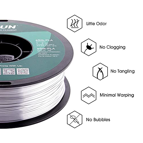 Esun Silk Pla 3D Printer Filament, Dimensional Accuracy +/- 0.03 Mm, 1 Kg Spool, 1.75 Mm, Silver #TOP3