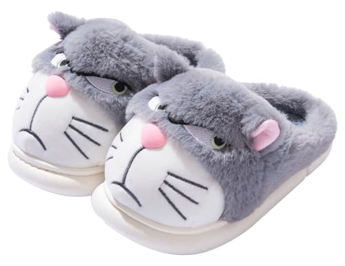 Cute Cat Slippers for Women Men Funny Animal Shoes Comfortable Fuzzy Warm Sandals Slides for Indoor Outdoor