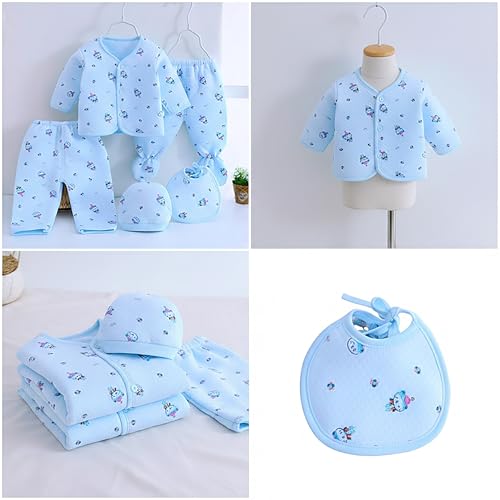 Image of Presents New Born Baby Winter Wear Printed Baby Clothes 5Pcs Sets 100% Cotton Boys Girls Unisex Baby Cotton /Winter or Flannel Suit Infant Clothes