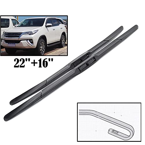 Image of Oshotto Frameless (O.E.M Type) Wiper Blades Compatible with New Toyota Fortuner 2016-2026 (22 inch / 16 inch)