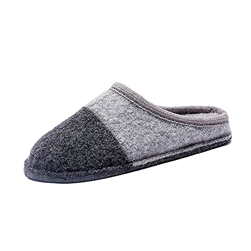 Image of LE KAPMOZ Men's Boiled Wool House Slippers Breathable Winter Warm Slip on Mules Indoor /Outdoor Slipper for Women Two Tone Cap Toe Clog