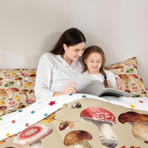Image of Feelyou Mushroom Fungus Wild Comforter Set Queen Size Kids Boys Girls