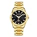 Gold Stainless Steel Men's Casual Watches - fq005 IP Plating Quartz Dress Wristwatches for Man, Black Face
