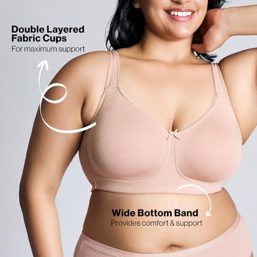 Image of NYKD NYB105 Wirefree Cotton No Sweat Breast Seperating Non-Padded Full Coverage Bra for Women (Available in Plus Size)