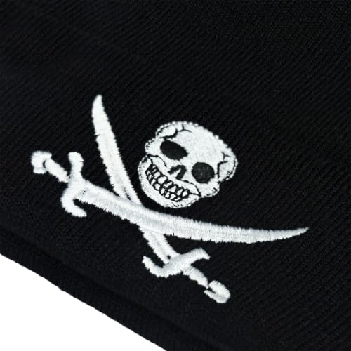 Image of Embroidered Skeleton Beanie Hat Winter Stretch Knit Skull Cap for Men Women