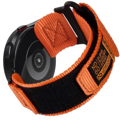 Nereides Strap for Galaxy Watch 3/4/5/6 Strap, banda de nylon 20 mm, gancho e laço para Samsung Watch 4 40/42/44/46 mm, watch5 40/44 mm/Pro 45 mm, Laranja, Clássico