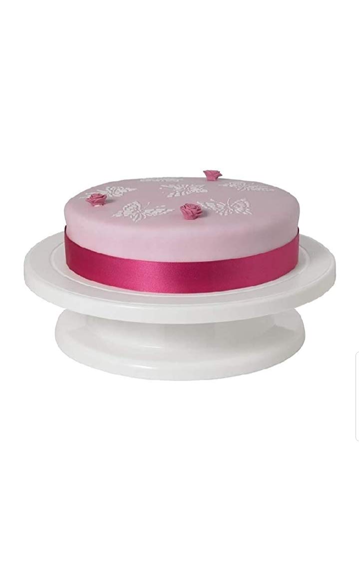 Home Tech Plastic Cake Decorating Turntable Stand, 28cm, White