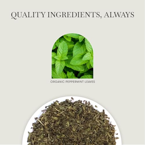 Image of Luxmi Estates Pure Peppermint Tea, 25 Tea Bags (50g, 1.76oz) | USDA Organic Single-Ingredient Whole Leaf Peppermint | Caffeine-Free Herbal Infusion for Digestion, Refreshment & After-Dinner Sipping, Vegan & Non-GMO