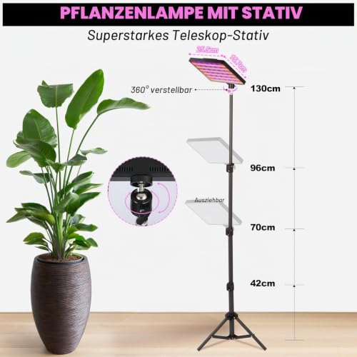 MICCYE Pflanzenlampe LED mit Ständer 300 LEDs für Boden und Tischplatte 25W – Ansicht 5