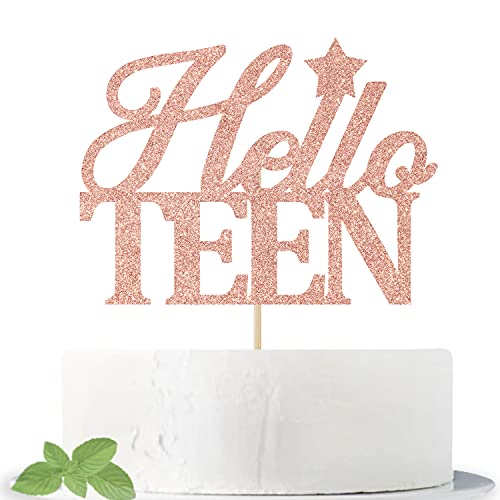 Cos mos Rose Gold Glitter Hello Teen Cake Topper, Teenager 13th BirthdayHello 13 Happy 13th BirthdayWedding Anniversary Party Decorations Supplies Cos mos Rose Gold Glitter Hello Teen Cake Topper, Teenager 13th BirthdayHello 13 Happy 13th BirthdayWedding Anniversary Party Decorations Supplies