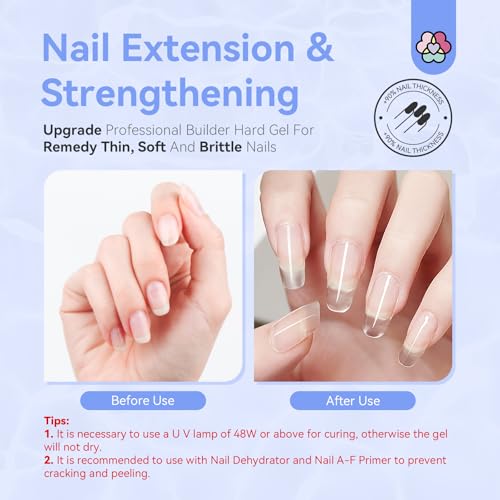 SAVILAND Builder Nail Gel Kit - 60g Clear Nail Extension Gel Set Nail Strengthen Nail Art Manicure Set with 100PCS Nail Forms and Acrylic Nail Brush for Beginners