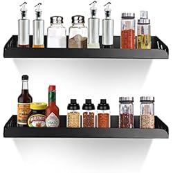 DBREAKS Estante cocina sin taladro, 2 Piezas Estante Cocina sin Taladro, 40cm Especiero Cocina Pared, Estanterías para Especias, Organizador estante de especias, especieros para cocina